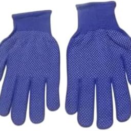 PVC-Dotted Cotton Gloves for Anti-Skip Grip - Ideal for Cricket, Biking, Multisports (Pair, Blue)-image-70