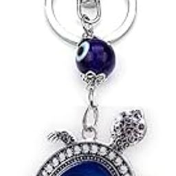 BLUE BEADS Silver Color Blue Evil Eye Lucky Turtle Keychain For Bike/Car Gifting With Key Ring Anti-Rust (Pack Of 1)-image-41
