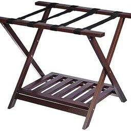 Wooden Luggage Rack with Shelf for Shoes, Accessories, Strong Bearing Sturdy Storage Free Space Wood Suitcase Rack Sheesham Wood Luggage Stand for Bedroom Hotel Guest Room with Solid Leg Quality A46-image-96