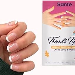 Sanfe Instant Press On Nails - Violet Chrome | 24 Reusable Artificial Fake Nail Set/Extensions | Quick, Lightweight, Salon Look, Lasts upto 3 weeks | For Festivals & Special Occasions (French Tips, Standard)-image-48