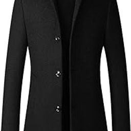 Men's Trench Coat Wool Blend Slim Fit Top Coat Single Breasted Business Overcoat-image-60