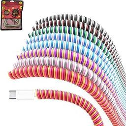 Crysendo Spiral Cable Protector | Triple Color (3 Pcs) 1.5 Meters | 35+ Available Colours | Cable Cord Charger Protector Saver Winder for iPhone & Android Charging Cables Earphones-14