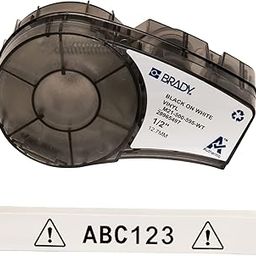 Brady M21-500-595-WT, B-595 Vinyl Printer Label for BMP 21 Mobile, ID PAL and LABPAL Printers, Black On White, 0.5" Width x 21' Length, ‎Black on White-picture-27