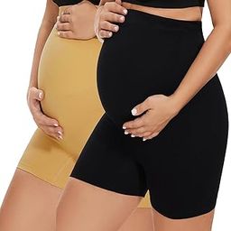 Evamomies Women's High Waist & Mid-Thigh Cotton Lycra Maternity Shorts|Pregnancy Panty|Maternity Panties Over The Belly for The Pre & Post Pregnancy-image-22