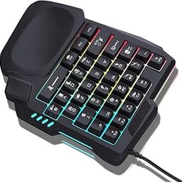 atdaraz New USB Keyboard One-Handed Wired 35 Keys Luminous Gaming Keyboards for Tablet Colorful Ergonomics Gamer Keypad Hand Rest-image-63