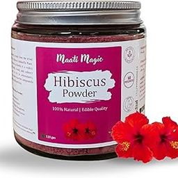 Maati Magic Hibiscus Powder | 100% Natural Rosa Sinensis | Certified Edible | Ideal for Tea, Smoothies, Face Pack, Hair Mask | Supports Glowing Skin, Healthy Hair | Gudhal Ka Phool - 120 gm Glass Jar-image-21