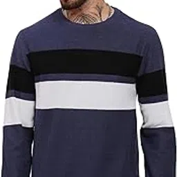 showoffff Men's Blue Colourblocked Pullover Sweater-AR-ML-8317_Blue-picture-32