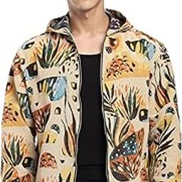 Tropical Print Hoodie Shacket for Men-image-54