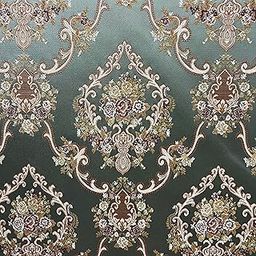 Decora Furnishings Luxurious Woven Jacquard Damask Design Heavy Furnishing Fabric for Upholstery Sofa, Chair, Cushion Covers, Craft - Width 54 inches - Fabric by The Meter (Teal Blue)-image-0