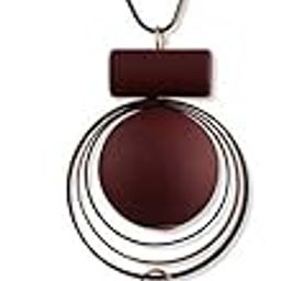 Women's Bohemian Long Sweater Necklace With Geometric Pendant, Fashion Necklace For Women, Trendy Necklace For Girls, Quirky Pendant Chain Necklace, Geometric Circle Round Pendant(Wood)-image-11