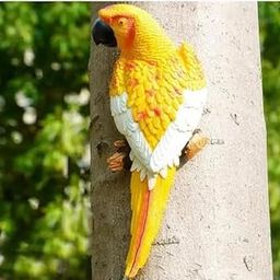 Vikarafty yellow parrot Handmade Resin Parrot Decoration Sculpture for Hanging on Nail on Wall or Tree Decor Materal Resin Size 11 Inches Bird Sculpture for Home Decor, Garden Decor Balcony Decoration-image-70