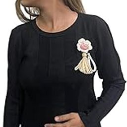 The Unique Collection Elegant Long Black Woolen Top for Women | Full-Sleeve Cozy Winter Wear | Stylish Round Neck Pullover with 3D Work | Everyday Comfort Top (Medium)-image-8