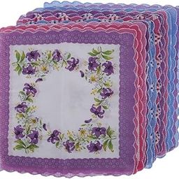 15pack Womens Vintage Floral Print Cotton Handkerchief Pocket Sqaure Hanky-36