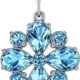 highspark 925 Silver Aqua Floret Solitaire Pendant | 92.5 Sterling Silver and Diamond like Brilliance Sparkling Zirconia | Lovely Gift - Aqua Floret-picture-42