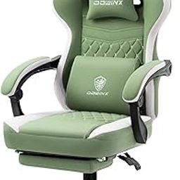 Dowinx Multi-Functional Ergonomic Gaming & Computer Chair – Massage Cushion, Gel Pad, Breathable Fabric, Adjustable Neck & Lumbar Pillow for Back Support & Footrest, Home & Office Chair (Green)-image-5