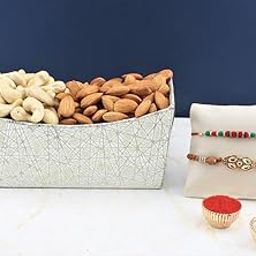 SFU E Com Set Of 2 Rakhi With Dry Fruit Hamper For Rakshabandhan Gift | Dry Fruit And Rakhi For Brother | Dry Fruit Basket Hamper | 137-76