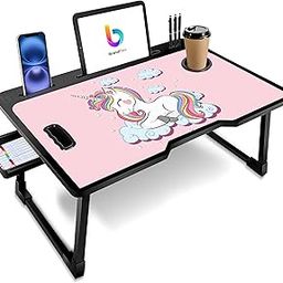 Laptop Table Foldable Wooden Mini Laptop Table for Bed, Study Table with Drawer, Tablet/Mobile Holder for Kids & Adults* (COTTED Unicorn)-28