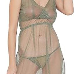 Women's Net Polka Dots Knee Length Baby Doll (NS1300P11L_Green_L)-image-12