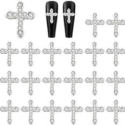 WOKOTO 20pcs Luxury Cross Nail Charms For Nail Art 3d Jewelry Flat Back Crystal Rhinestones Nail Cross Charms For Nails Crystal Cross Nail Art Charms Clear Diamond Cross Nail Jewels Nail 3d Charms-image-27