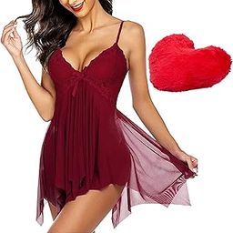 Special Babydoll Lingerie for Women Gift Set for Girlfriend with Heart Pillow Gifts for Wife-image-3