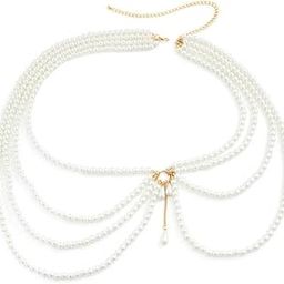 Women's Waist Chain - Stylish Saree Gold Plated Belly Chain Pearl, 4 layered Body Hip Chain for the Waist Ladies Sexy Bikini Jewelry (26-42 In)-image-51
