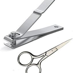Nail Clippers with Facial Scissors 2 PCS Set, No Splash Fingernail Clipper and Toenail Clipper, Stainless Steel Nail Cutters-picture-38