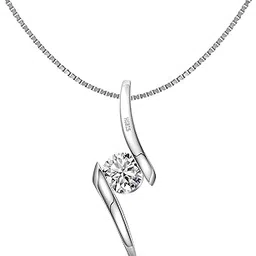 highspark Women & Girls 925 Silver Luminous Solitaire Pendant & Chain| 92.5 Sterling Silver And Diamond Like Brilliance Sparkling Zirconia | Lovely Gift - Luminous Solitaire-picture-35