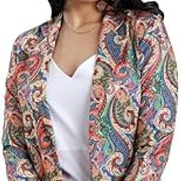 Fabcurate Signature Chic Blazer for Women | Versatile Polyester Jacket Everyday to Special Occasions | All-Season Poly Rayon Jacket in Pink and Blue with Notched Collar, Full Sleeves, Regular Fit-30