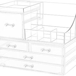 Cq acrylic 2 Pack Clear Make up Organizer Countertop,Stackable 5 Drawers Makeup Storage,Cute Vanity Organizers for dresser Hair Clip,Jewelry,Beauty Product Desk and Bathroom Organizers and Storage-image-13