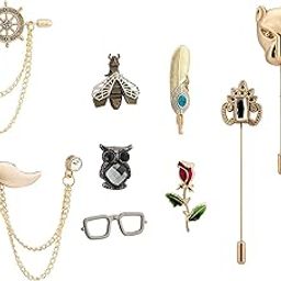 Set of 10 Metal Lapel Pins/Brooch for Mens Suit (Multicolor) KN-2018-CMB-132-11