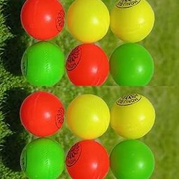 Hard Solid Plastic Cricket Balls Set of 12 (Multicolor) with 6.4 cm Diameter-image-9