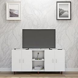 Engineered Wood TV Entertainment Unit for Living Room, Set Top Box Stand/TV Cabinet with 4 Door & 3 Open Shelf (160Wx74H) | DIY, 1 Year Warranty | Frosty White-image-40