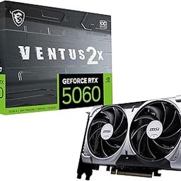 MSI GeForce RTX 5060 8G Ventus 2X OC Graphic Card - NVIDIA GeForce RTX 5060 GPU, 8GB GDDR7 128-bit Memory, 28 Gbps, PCI Express Gen 5 x16 Interface, Upto 2527 MHz, TORX Fan 5.0-29