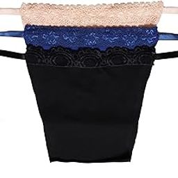Women's Cotton Clip on Mock Lace Camisole Deep Neck Cover Miracle Cami. Set of 3. Black, Royal Blue & Peach-5