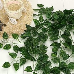 Artificial Green Leaf Vine Money Plant Hanging, Artificial Ivy Leaves, Artificial Creeper Leaf Vine, Artificial Ivy Foliage, Ivy Wall Decor,Roof Decor | Each Plant 6 Feet (Green, 4)-23