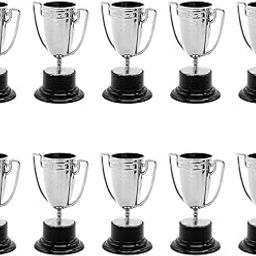 CALANDIS™ 10Pcs Mini Award Trophies Cup Small Trophy for Appreciation Gifts Game Prize Argent-image-25