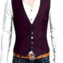 Cotton Men's V Neck Slim Fit Formal/Party Waistcoat-image-38