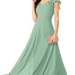 Attractive Flared Green Solid Georgette Flared Gown for Women (V Collection_GW-04-VNeck Light Green-XXL)-picture-38