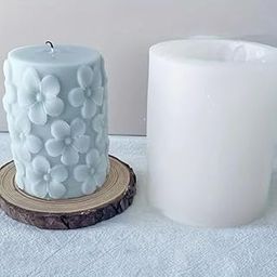 3D Medium Flower Pillar Silicone Candle Mould Valentines Day Handmade DIY Cake Silicone Pouring Forms Mould for Candle Making Set (Pack of 1)-image-9