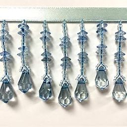 2.75" Crystal Beaded Fringe Trim CBF-19/38 Light Blue Upholstery/Drapery/Interior Design/Home Furnishing-image-3