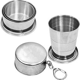 kunya® Portable Folding Stainless Steel Travel Camping Water Mug Cup Glass (Silver) Pack of 2-picture-23