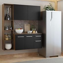 Madesa Compact Kitchen Set with Cabinets Ample Storage 120 Cm Wide with Multiple Compartments, 8 niches, 1 Drawers and Suspended Kitchen - Brown/Black-image-8