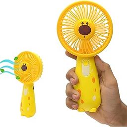 Portable Mini Fan with LED Light | 3 Speed USB Rechargeable Handheld Fan | 6.5" Compact Personal Fan with Type-C Charging | Cute Design for Home, Office, Travel – GIRRAFE01 (Yellow)-21