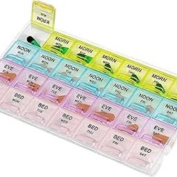 ArtSpark Weekly Pill Box for Medicines - Pill Organizer 4-Times-A-Day, Vitamins Capsules, Medicine Organizer Boxes, Portable 7 Day Pill Box Case with Separate Compartments to Hold Medication-25