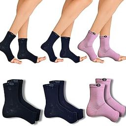 Ecosync Open Toe Bamboo Cotton Neuropathy Compression Socks (Combo Pack of 3: Black + Navy Blue + Baby Pink) – Moisture-Wicking, Pain Relief for Diabetic & Neuropathy,Breathable, Eco-Friendly.-11