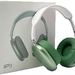 Over-Ear Wireless Headphones, Green and White, with Carrying Case-image-32