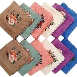 Microfiber Handkerchief for Women and Girls, Cartoon-Flower Print, Pack of 6, Multicolour, Super Soft, Ultra Absorbent-picture-0