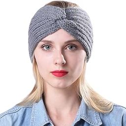 Winter Headband for Men and Women Head Wrap Soft Fleece Knitted Woolen Warm Hair Band Unisex Acrylic Skull Stretchy Earwarmer Earmuffs Hair Accessory(Grey)-48