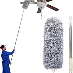 Khanakkltd Microfiber Ceiling Fan Duster with Extendable Handle, Bendable Head, and Washable Cover for Easy and Efficient Dust Removal and Cleaning up to 10 feet Long-11