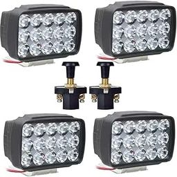 A4S AUTOMOTIVE & ACCESSORIES High Power Heavy Duty 15 LED Fog Lights 4 PCS With 2 PCS Pull Push Switch for Bikes and Cars-3